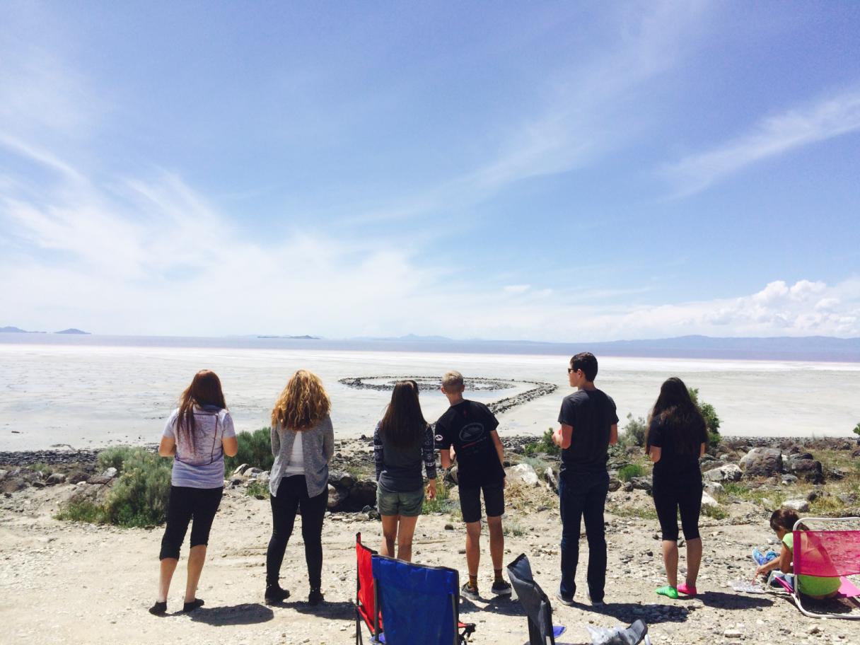 Students at Spiral Jetty