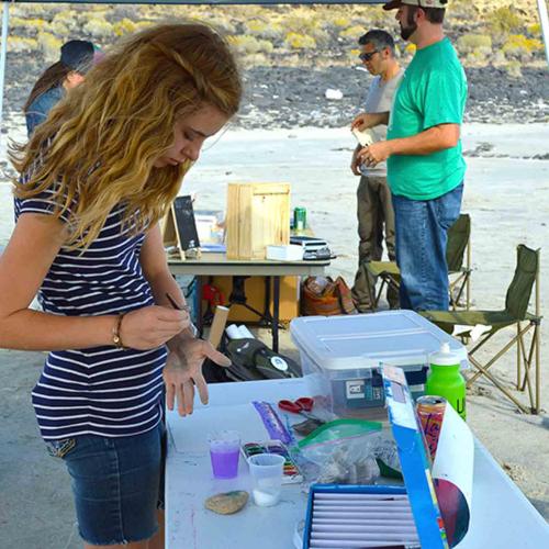 Young student panting at the Spiral Jetty Meet up.
